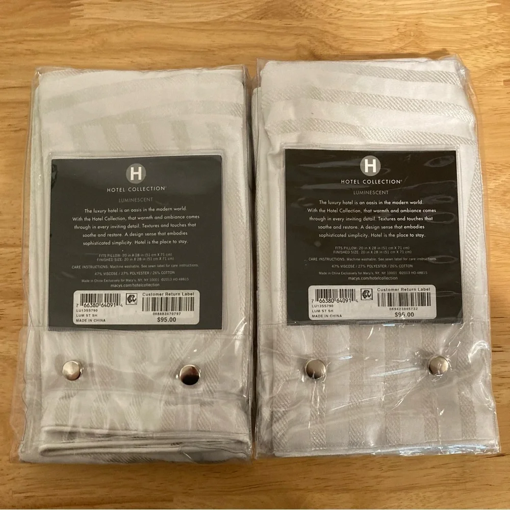 2 Standard Pillow Shams Hotel Collection Luminescent Silver New Old Stock